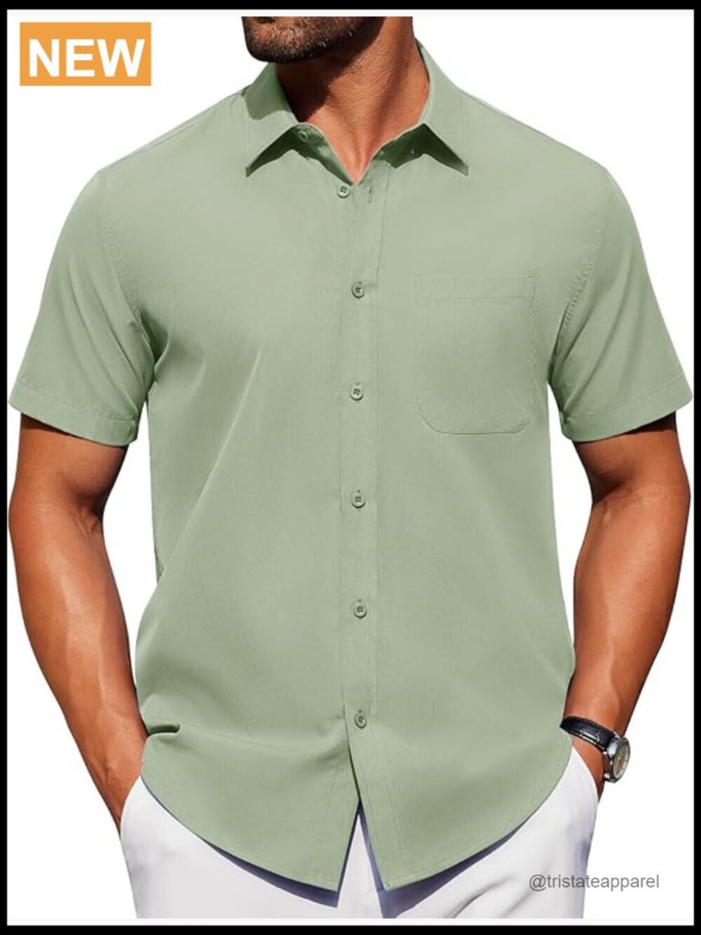 Men's Short Sleeve Dress Shirt Wrinkle Free Button Down